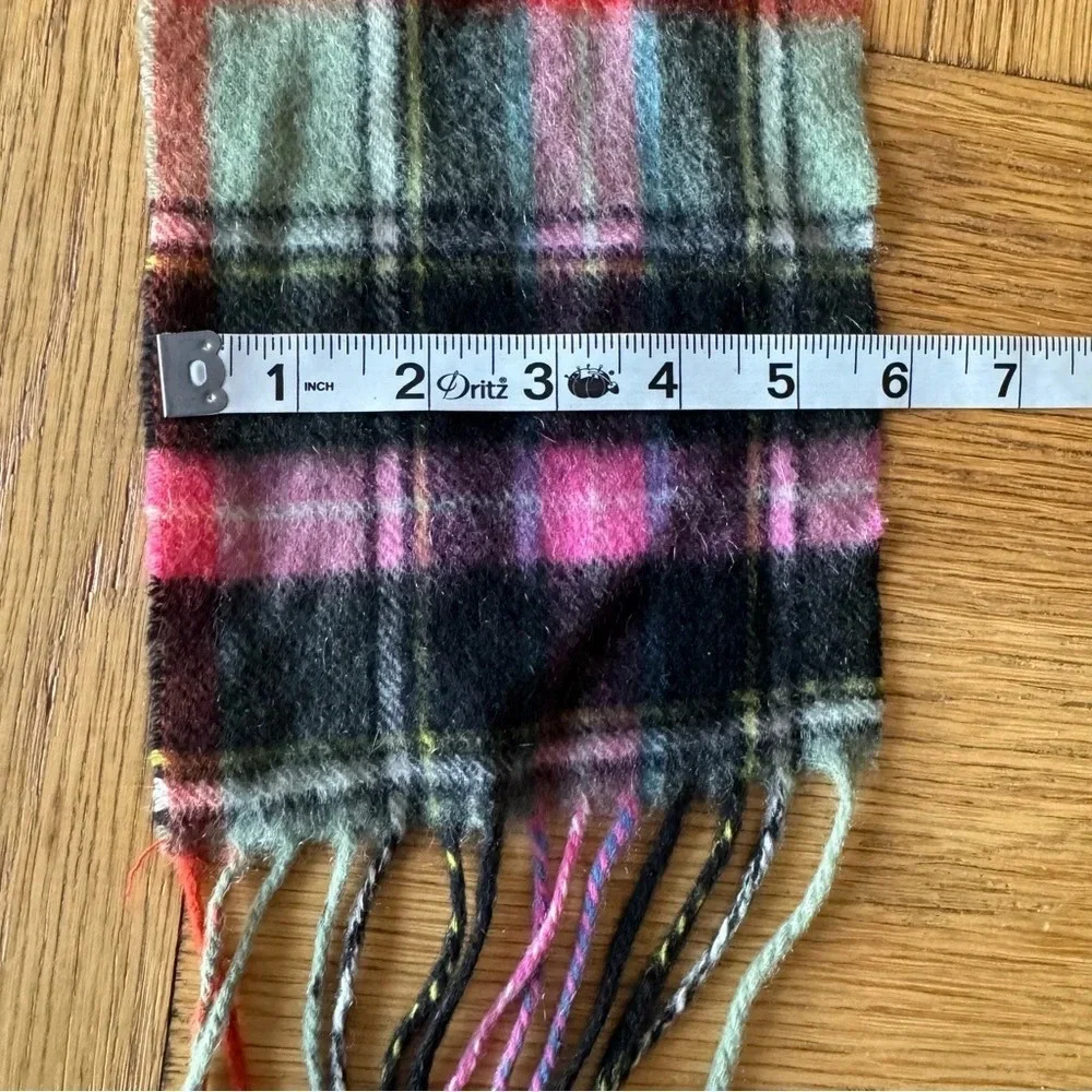 Edinburgh Cashmere Scarf Fringe Plaid Pink Green Red